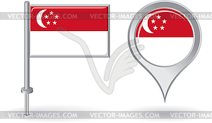 Singapore pin icon and map pointer flag - vector image