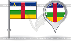 Central African Republic pin icon and map pointer - vector clipart