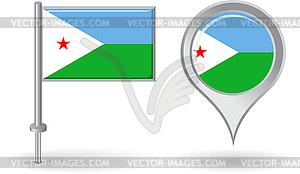 Djibouti pin icon and map pointer flag - vector clip art