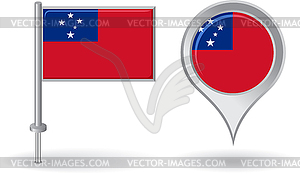 Samoa pin icon and map pointer flag - vector clipart