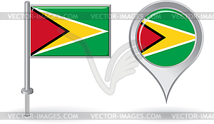 Guyana pin icon and map pointer flag - vector clipart / vector image