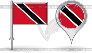 Тринидад и Тобаго контактный значок, флаг указатель карты - векторное изображение