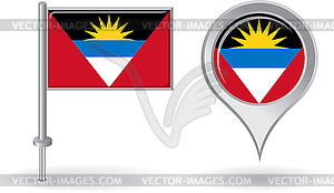 Antigua and Barbuda pin icon, map pointer flag - vector clipart