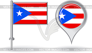Пуэрториканец значок булавки и карта указатель флаг - клипарт в векторном формате