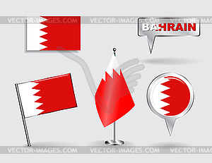 Set of Bahrain pin, icon and map pointer flags - vector image