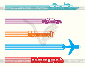 Различные виды транспорта - изображение в векторном формате