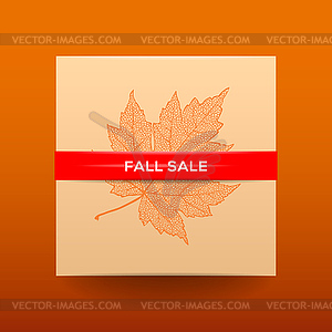 Fall sale poster with dried leaves and simple text - vector clipart