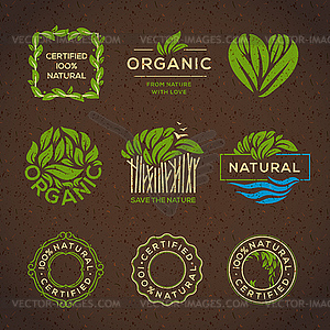 Organic food labels and elements - vector clipart