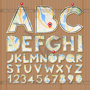 Алфавит и цифры, бумага конструкции корабля, вырезать б - векторный рисунок