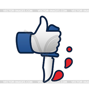Like thumbs up symbol icon knife with blood - vector clip art