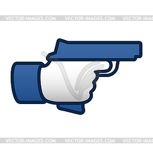 Like thumbs up symbol icon with gun - vector image