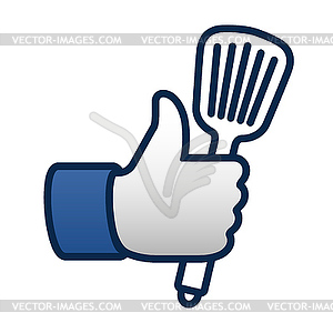 Like cooking, thumbs up symbol icon with spatula - vector image