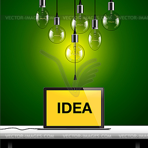 Idea concept. Light bulbs background - vector image