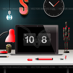 Modern design concept office workspace - vector clipart