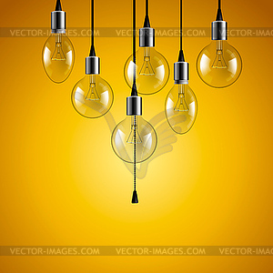 Idea concept. Light bulbs background - vector clipart