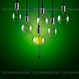 Idea concept. Light bulbs background - vector clip art