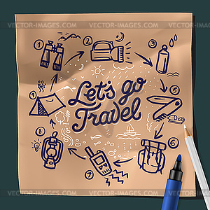 Lets go travel, adventure motivation concept - vector image