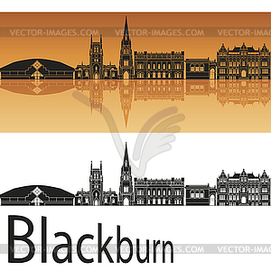 Blackburn skyline in orange background - vector image