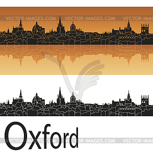 Oxford skyline in orange background - vector image