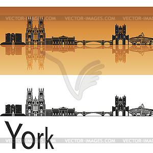 York skyline in orange background - stock vector clipart