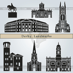 Derby landmarks and monuments - vector image