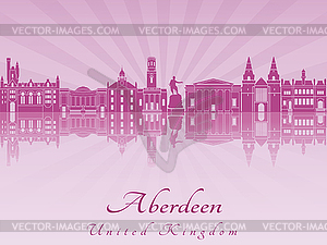 Aberdenn skyline in purple radiant  - vector image