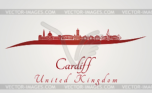 Cardiff skyline in red - vector clipart / vector image