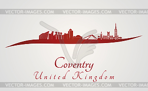 Coventry skyline in red - vector image