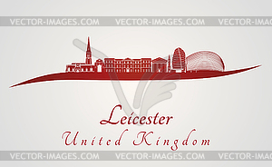 Leicester skyline in red - vector clipart