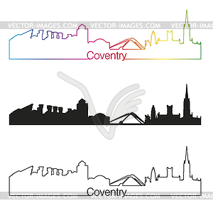 Coventry skyline linear style with rainbow - vector image