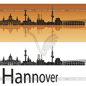 Hannover skyline in orange background - vector clipart
