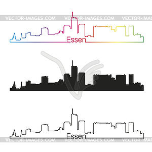 Essen skyline linear style with rainbow - vector image