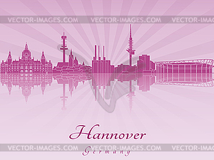 Hannover skyline in purple radiant  - vector clip art