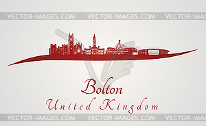 Bolton skyline in red - vector clipart