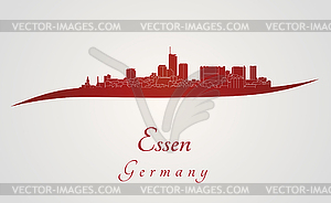 Essen skyline in red - vector image