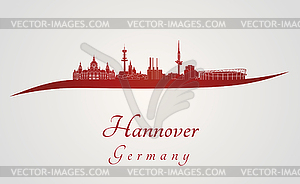 Hannover skyline in red - vector clipart