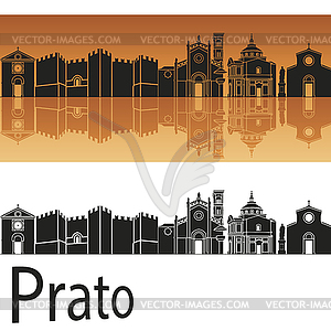 Prato skyline in orange background - vector image