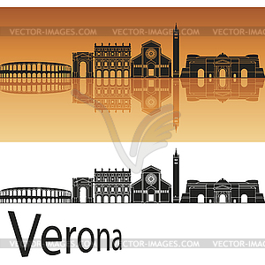 Verona skyline in orange background - vector clip art