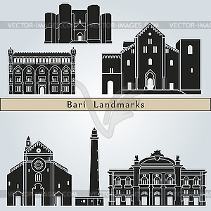 Достопримечательности Бари и памятники - векторный клипарт