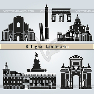 Bologna landmarks and monuments - vector image