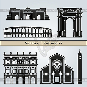 Verona landmarks and monuments - royalty-free vector image