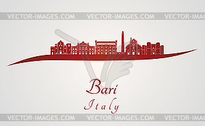 Bari skyline in red - vector clipart