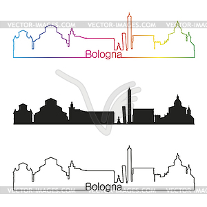 Болонья горизонт линейном стиле с радугой - клипарт в векторном виде
