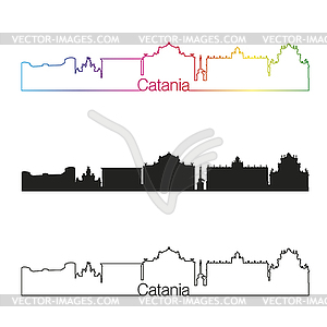 Catania skyline linear style with rainbow - vector clipart