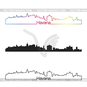 Havana skyline linear style with rainbow - color vector clipart