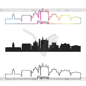 Parma skyline linear style with rainbow - vector clipart