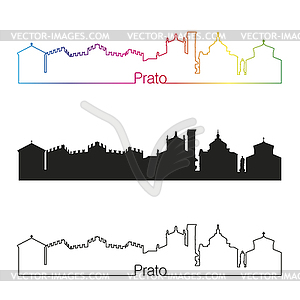 Прато горизонт линейном стиле с радугой - изображение в векторе