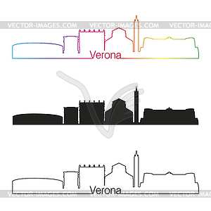 Верона горизонт линейном стиле с радугой - изображение в векторном виде