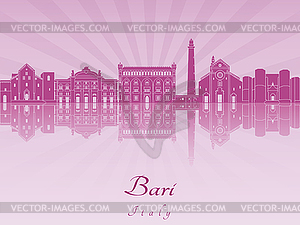 Bari skyline in purple radiant  - vector image