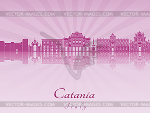 Catania skyline in purple radiant  - royalty-free vector clipart